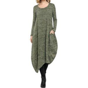 Miracle Berry Soft Green Marled Asymmetrical Bubble Dress - Size Medium